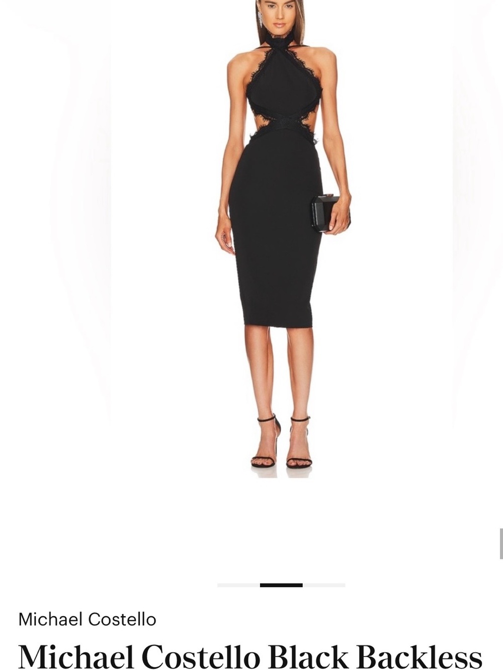 REVOLVE Black Backless Halter Midi Dress